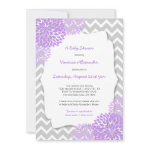 inbjudningskort för babydusch i Lavender Dahlia/gr