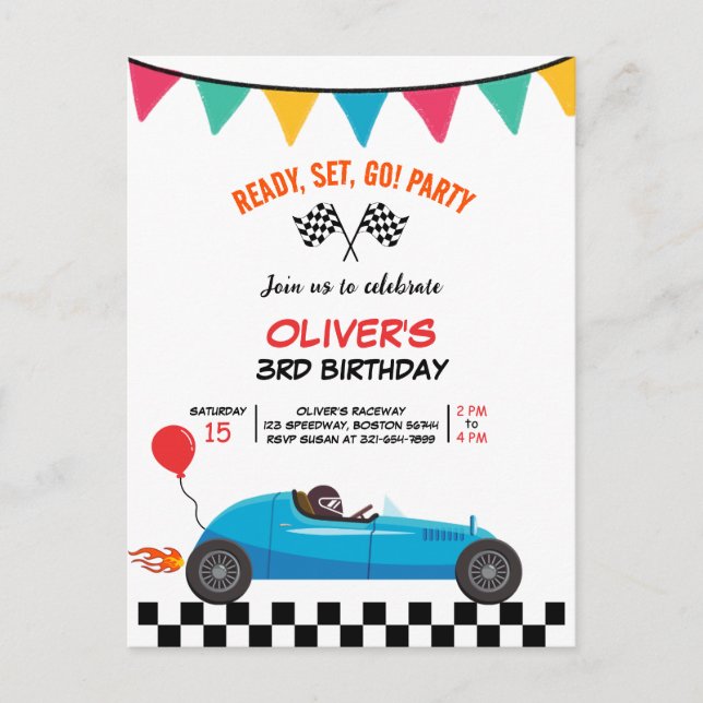 Inbjudningskort för Barns födelsedag-partiet för b (Framsida)