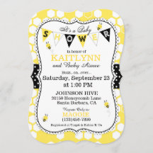 Inbjudningskort för Bee Honeycomb Polka Dot Print 