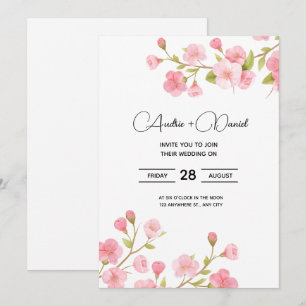 Inbjudningskort för blommigt Sakura Cherry Wedding