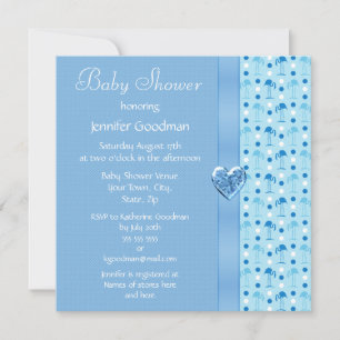 Inbjudningskort för Blue Flamingo Boy Baby Shower