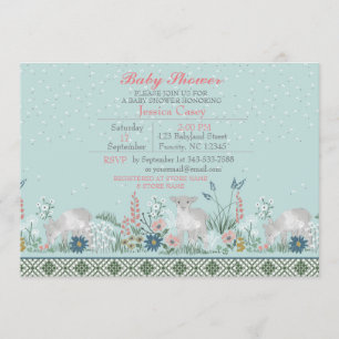 Inbjudningskort för Blue Woodland Lamb Baby Shower