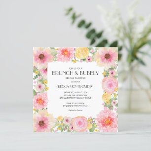 Inbjudningskort för Brunch Rosa Blommigt Möhippa
