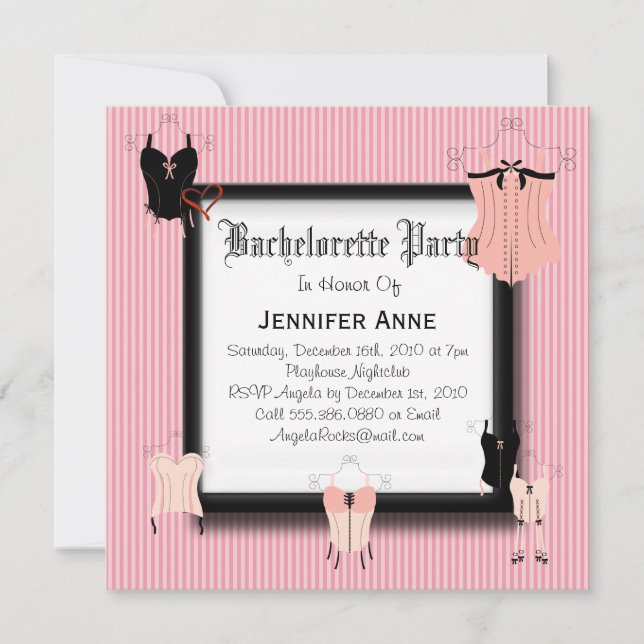 Inbjudningskort för CUTE Bachelorette Party Design (Framsida)