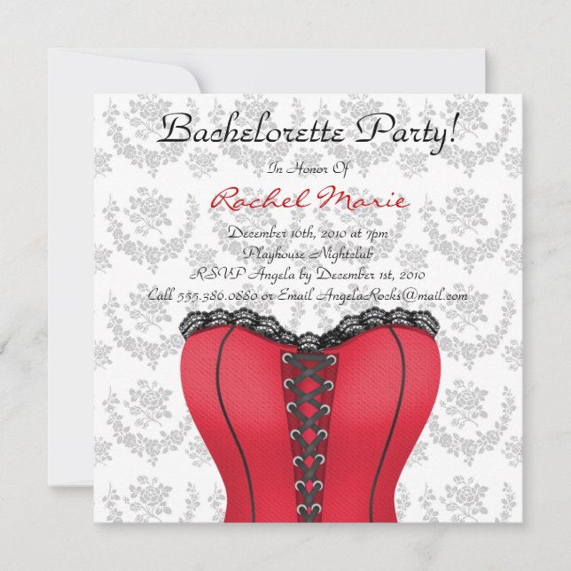 Inbjudningskort för CUTE Bachelorette Party Design (Framsida)