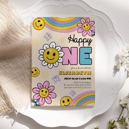 Inbjudningskort för daisy blomma Groovy första föd