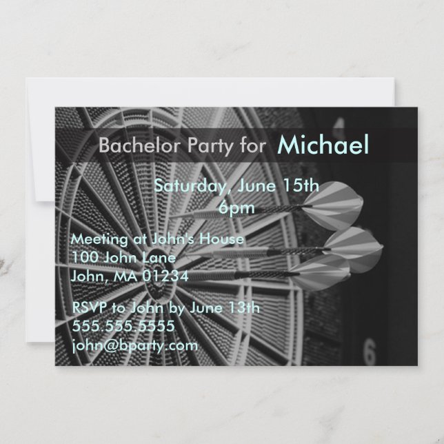 Inbjudningskort för Darts Bachelor Party (Framsida)