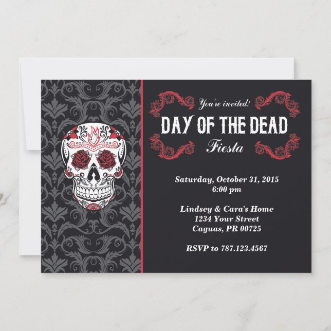 Inbjudningskort för Day of the dead Fiesta Party (Framsida)