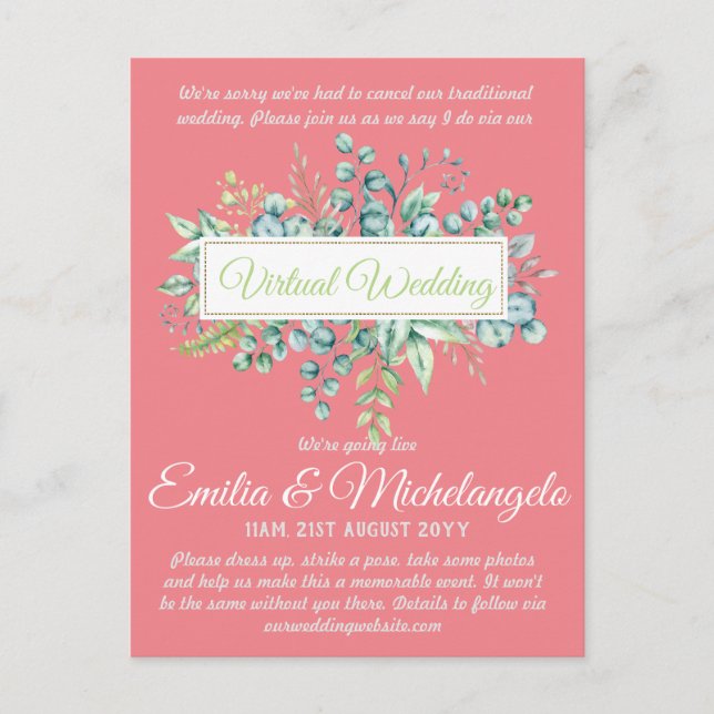 Inbjudningskort för direktuppspelning av Bröllop C (Framsida)