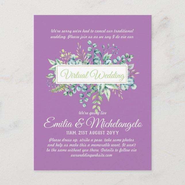 Inbjudningskort för direktuppspelning av Bröllop C (Framsida)