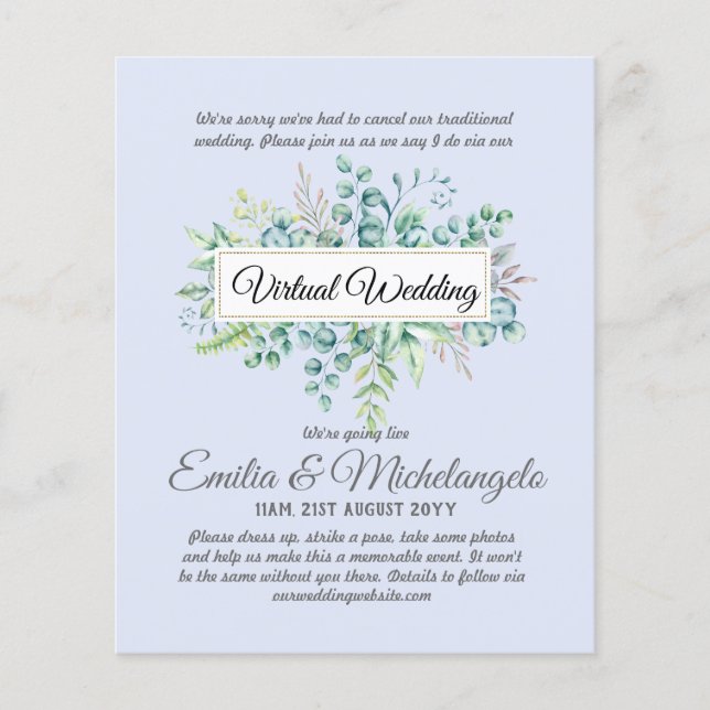 Inbjudningskort för direktuppspelning av Bröllop C (Framsida)