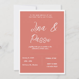 Inbjudningskort för elegant Coral Rosa Wedding