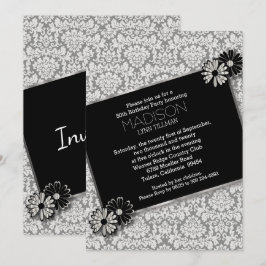 Inbjudningskort för Elegant Damask Party-mall