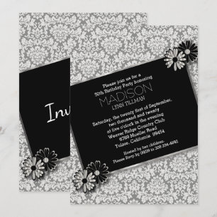 Inbjudningskort för Elegant Damask Party-mall