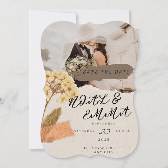 Inbjudningskort för elegant och Personligt bröllp  (Framsida)