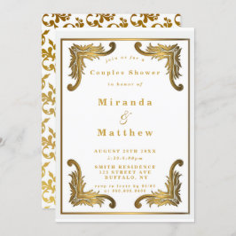 Inbjudningskort för enkel vit Guld- för ornament P