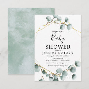 Inbjudningskort för Eucalyptus Greenery Baby Showe