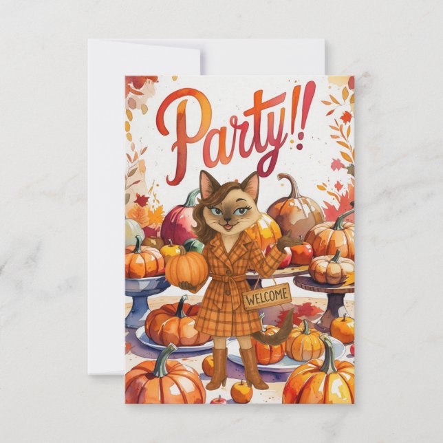Inbjudningskort för Fall Party - Mysigt höstinsaml (Framsida)