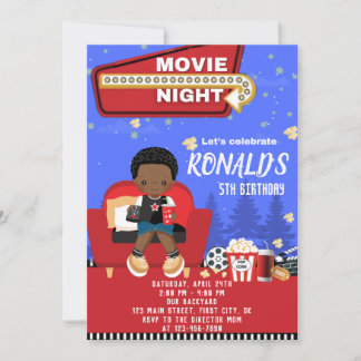 Inbjudningskort för filmkvällsdags