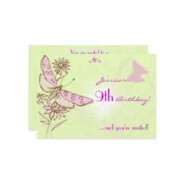 Inbjudningskort för fjäril för Rosa av Citron Lime