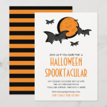 Inbjudningskort för fladdermöss och Måne Halloween