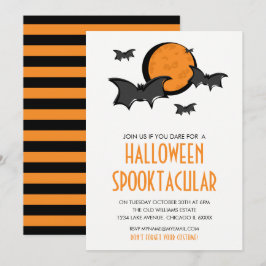 Inbjudningskort för fladdermöss och Måne Halloween
