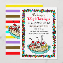 Inbjudningskort för Födelsedagsfesten Ice Cream