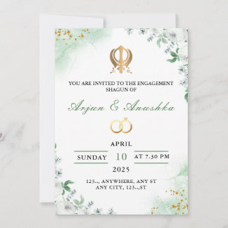 Inbjudningskort för Förlovning av grönt och vit Bl