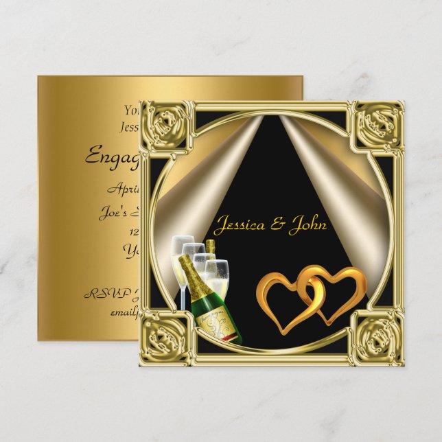 Inbjudningskort för förlovningsfest (Fram/baksida)