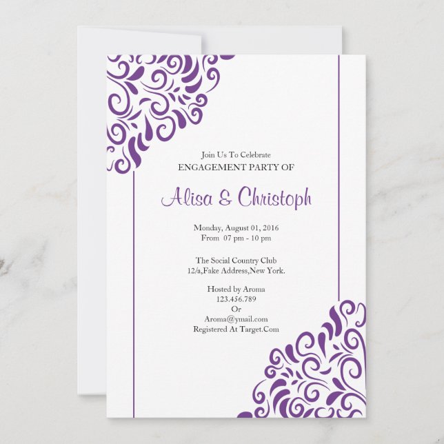 Inbjudningskort för Förlovningsfest (Framsida)