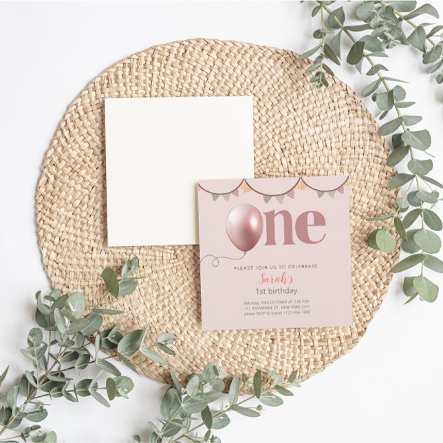 Inbjudningskort för första födelsedag (First Birthday Girl Invitation)