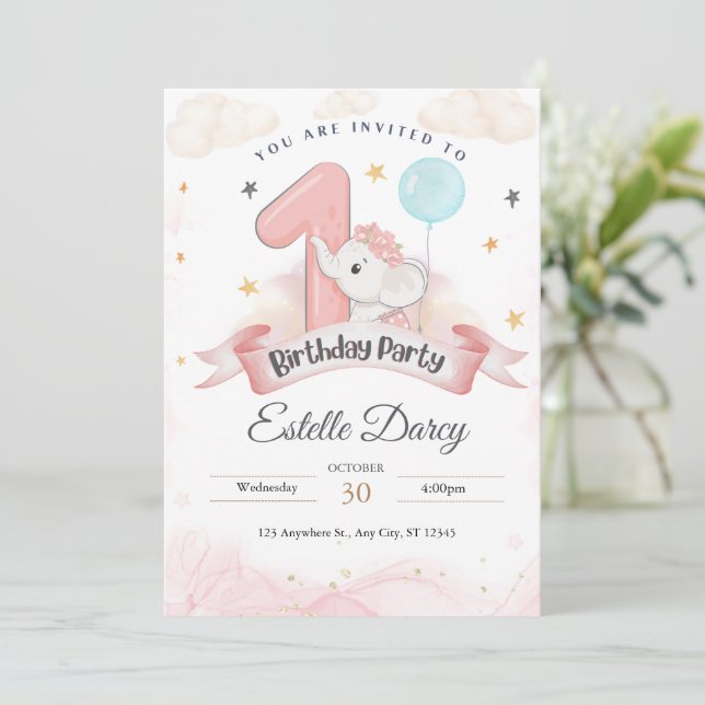 Inbjudningskort för första födelsedag - födelsedag (Stående Fram)