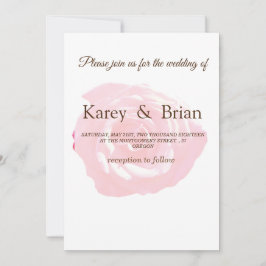 Inbjudningskort för fotobröllop i rosa ros