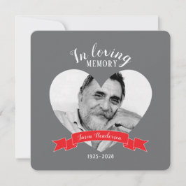 Inbjudningskort för fotoröda menyflikar i Memorial