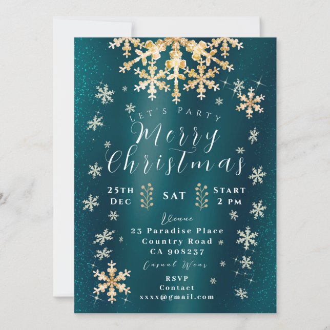 Inbjudningskort för fototurkos i Snö Guld (Framsida)