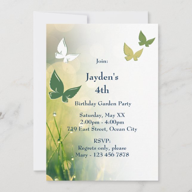 Inbjudningskort för Garden Party 4e födelsedagen (Framsida)