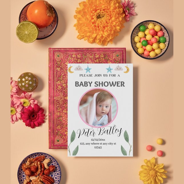 Inbjudningskort för grått Grönt Modern Baby Shower (Skapare uppladdad)