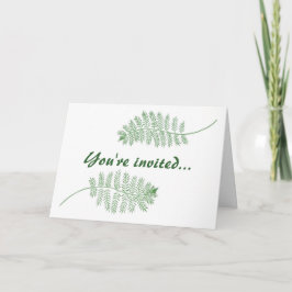 Inbjudningskort för grönt Ferns Wedding, mall