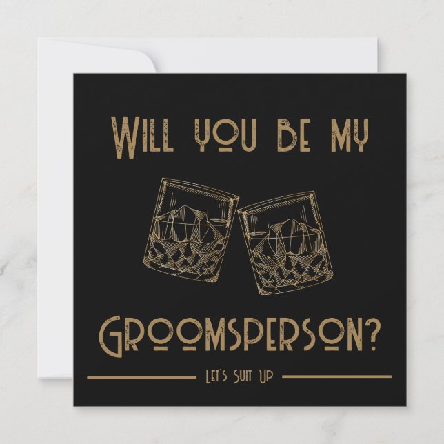 Inbjudningskort för Groomsperson-whisky-glas (Framsida)