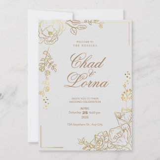 Inbjudningskort för guld och Rosa bröllop