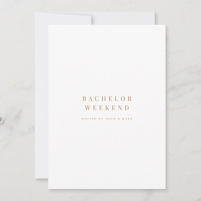 Inbjudningskort för Guld & White Bachelor Helg (Framsida)