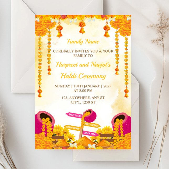 Inbjudningskort för Haldi Ceremony, Maiyan Card (Skapare uppladdad)