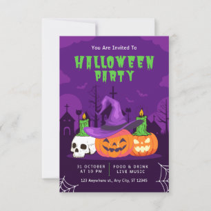 Inbjudningskort för halloween fest