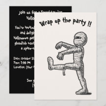 Inbjudningskort för Halloween-roligt för mummin ☜ 