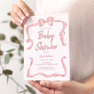 Inbjudningskort för Hand plockade Bow Girl Baby Sh
