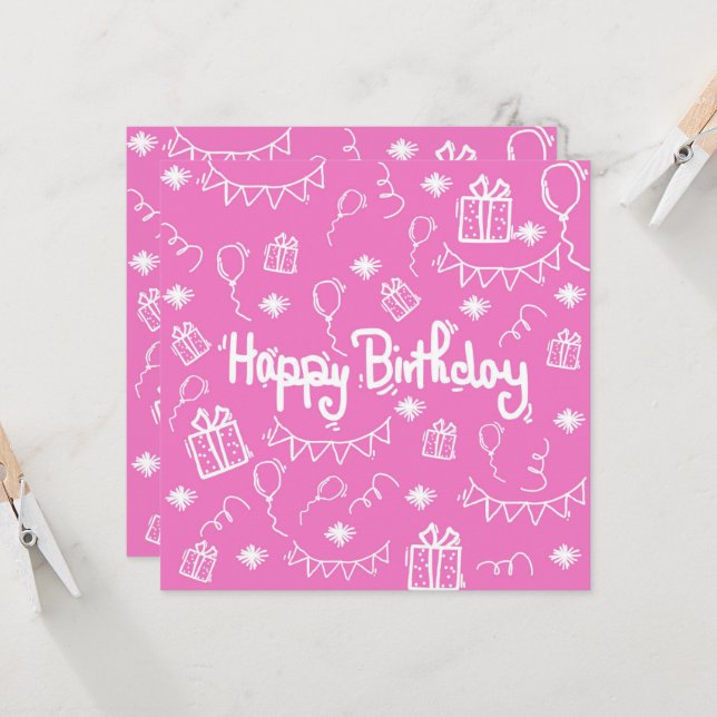 Inbjudningskort för hand plockade-födelsedagskalen (Fram/Back In Situ)