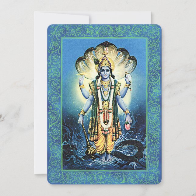 Inbjudningskort för indiska gudar/Vishnu (Framsida)