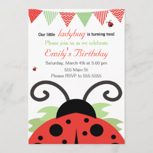 Inbjudningskort för Ladybug Girl Birthday
