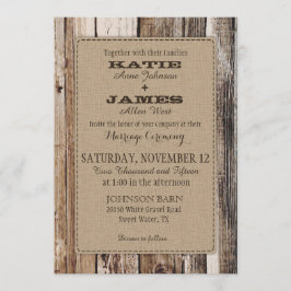 Inbjudningskort för Land Barn Wood Rustic Wedding