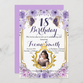 Inbjudningskort för Lavender Dream Blommigt Birthd